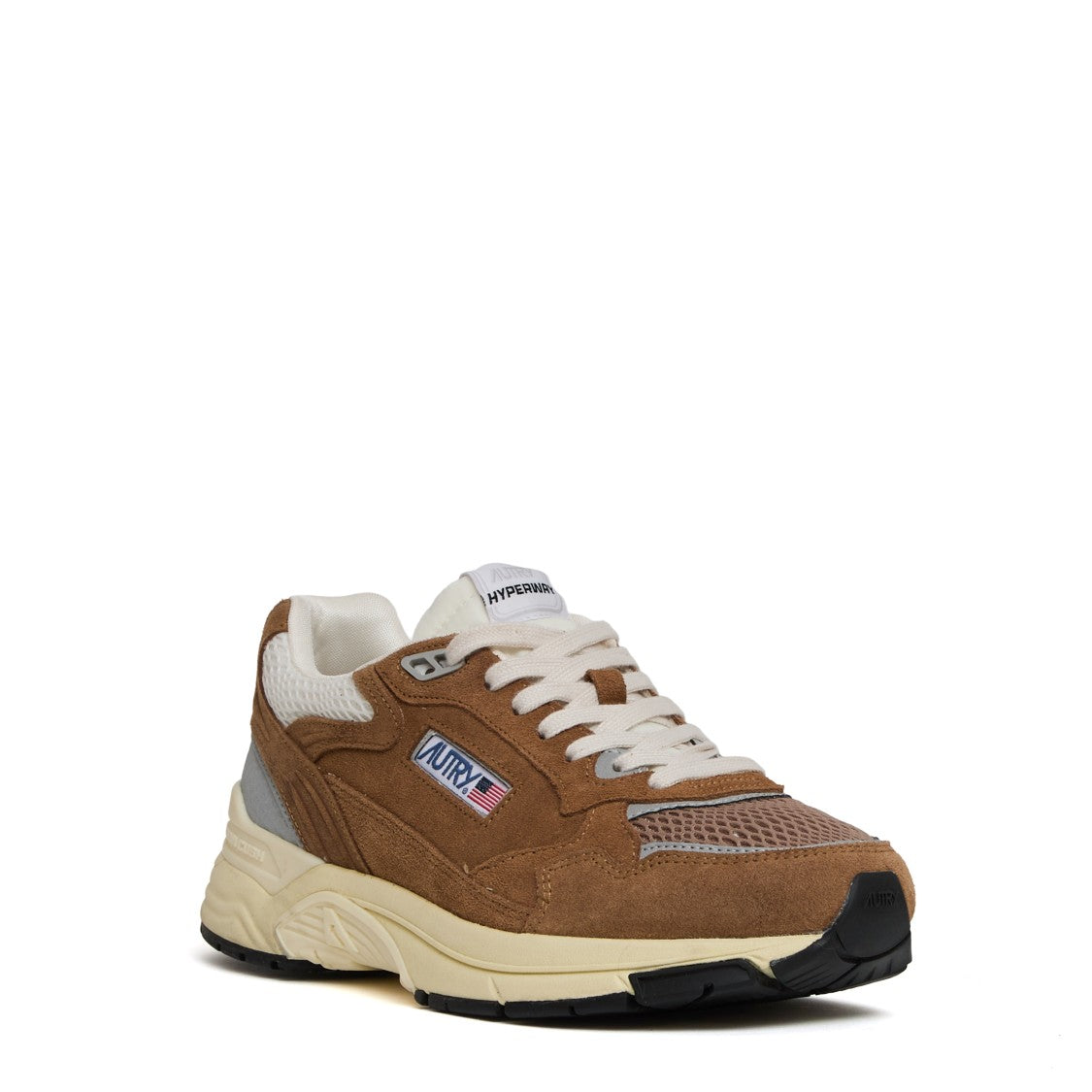 Autry Sneakers Hyperway In Mesh E Suede Cigar/Argento