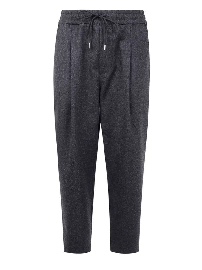 Drôle De Monsieur Cropped Flannel Trousers With Pleated Front