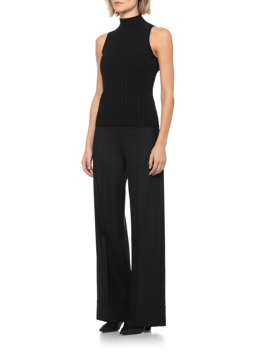 D. Exterior Black Ribbed Viscose Tank Top