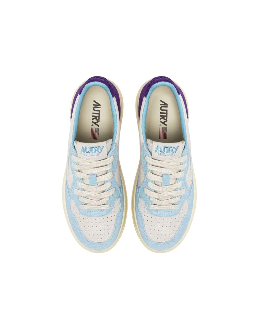 Autry Tri-Color Suede Medalist Low-Top Sneakers