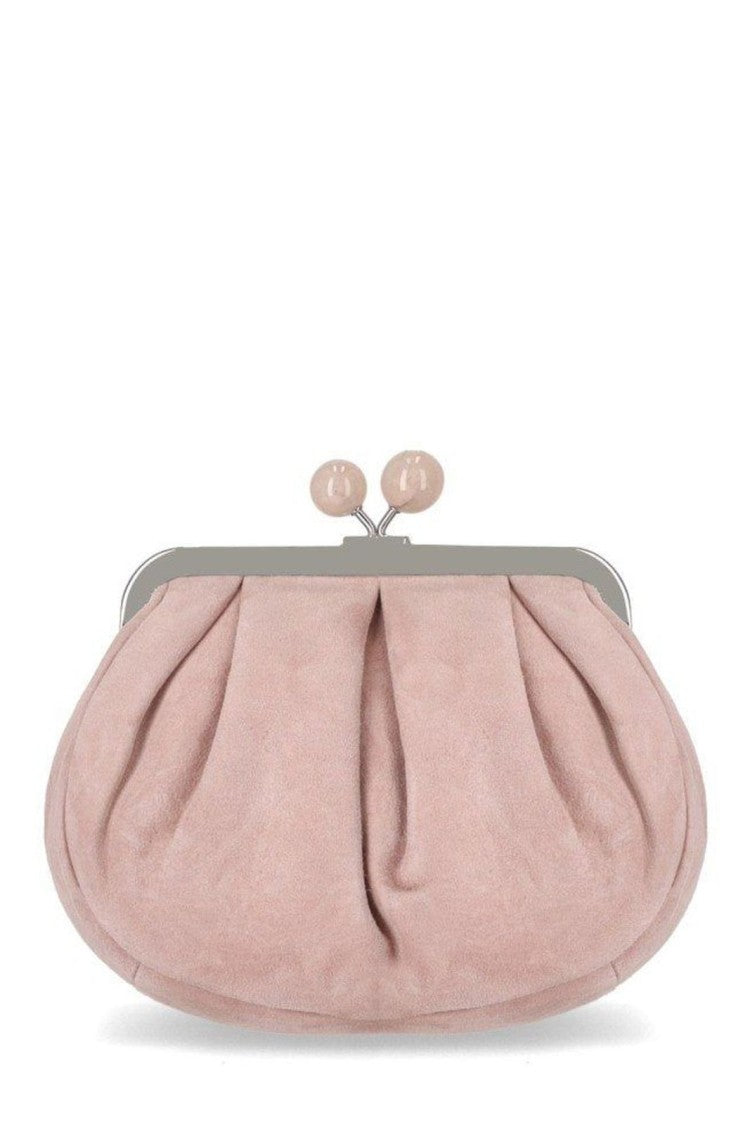 Max Mara Rounded Sheepskin Leather Handbag With Top Handle