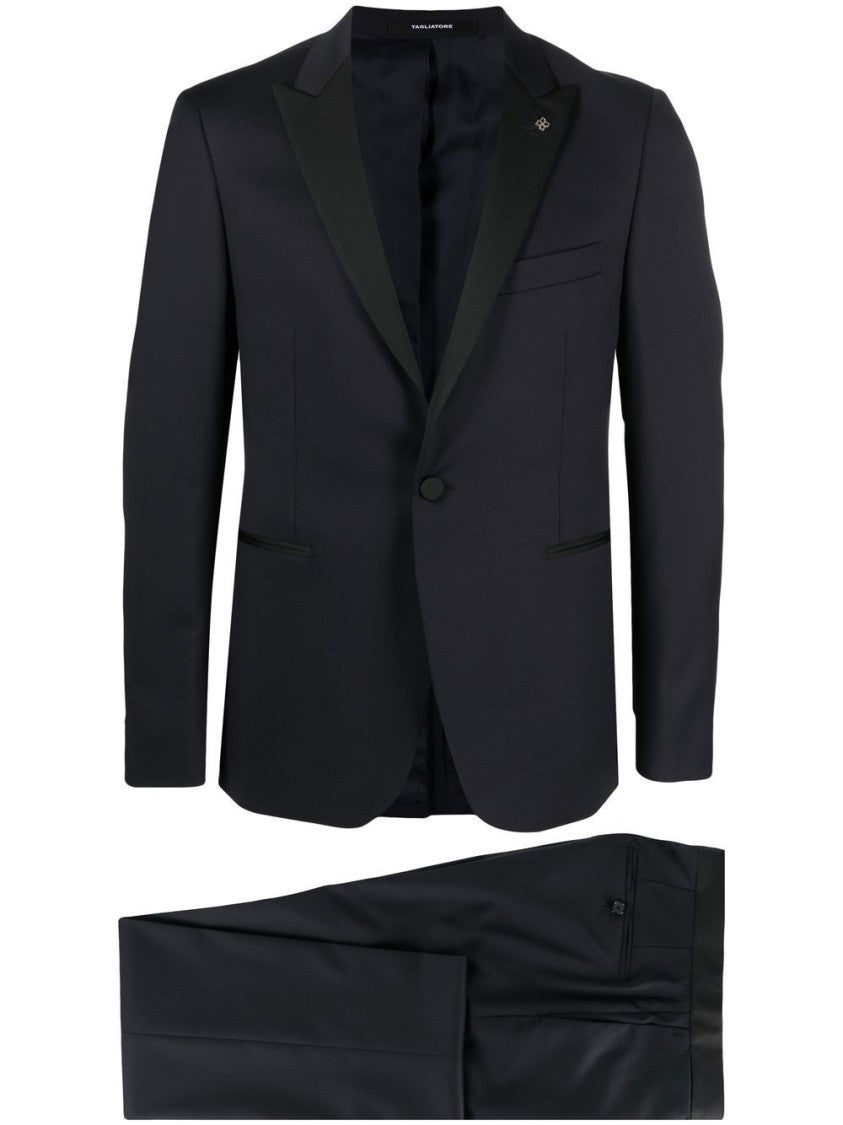 Tagliatore Tailored Blue Suit With Peak Lapels