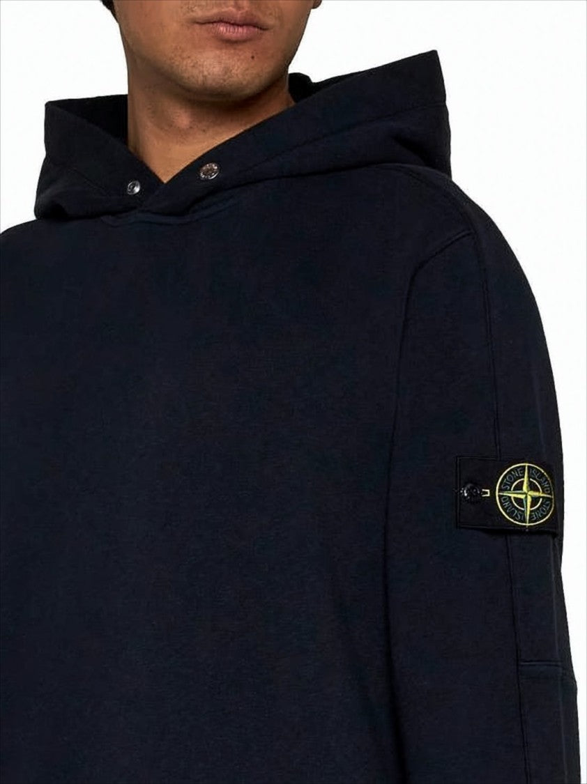 Stone Island Black Hoodie With Distinctive Patch Logo