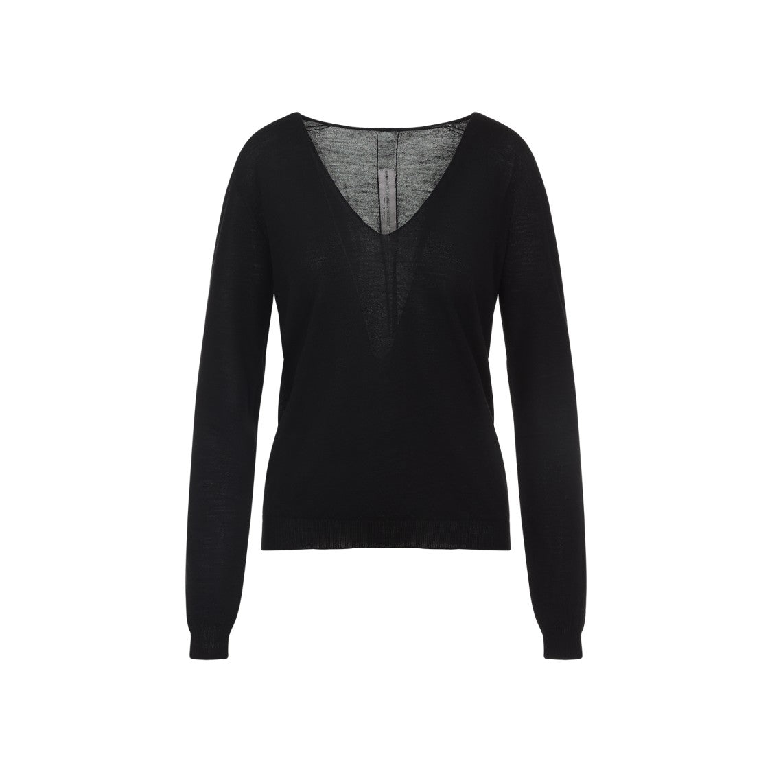 Rick Owens Deep V-Neck Virgin Wool Sweater With Long Sleeves