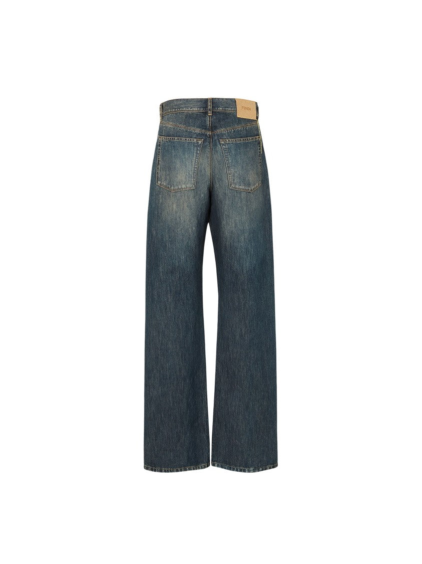Fendi Blue Bananatex Vintage-Wash Denim Jeans