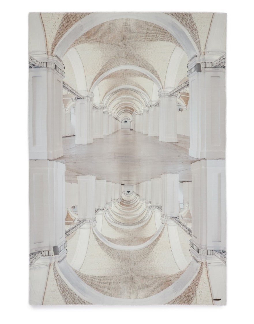 Faliero Sarti Silk Scarf With Symmetrical Architectural Print