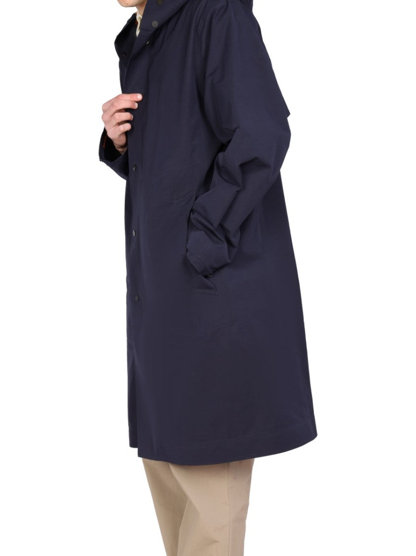 Monobi Hooded Trench Coat With Tall Neck