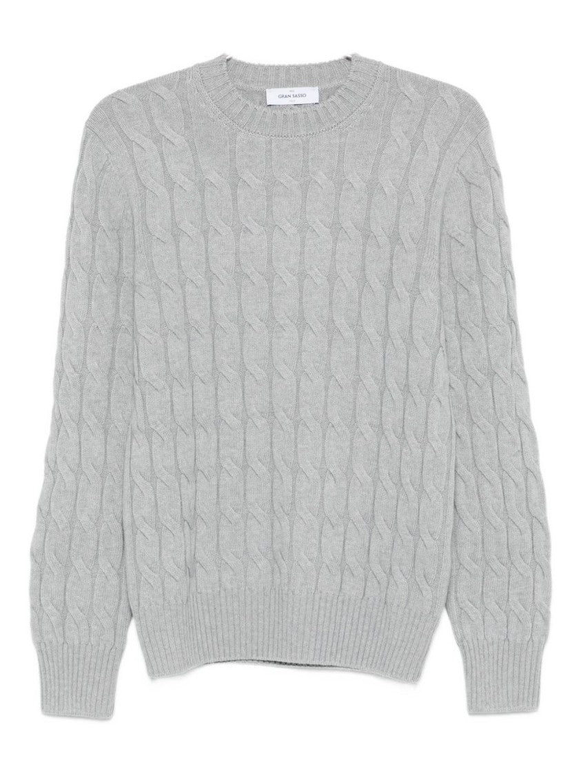 Gran Sasso Classic Cable Knit Light Grey Sweater