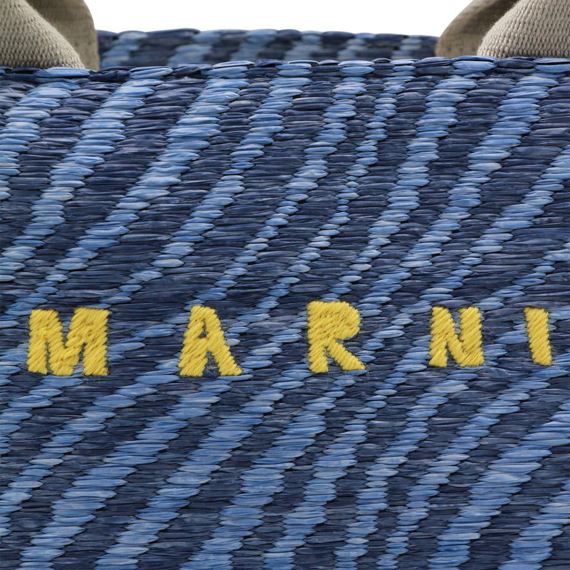 Marni Textured Blue Tote Bag With Bold Embroidery