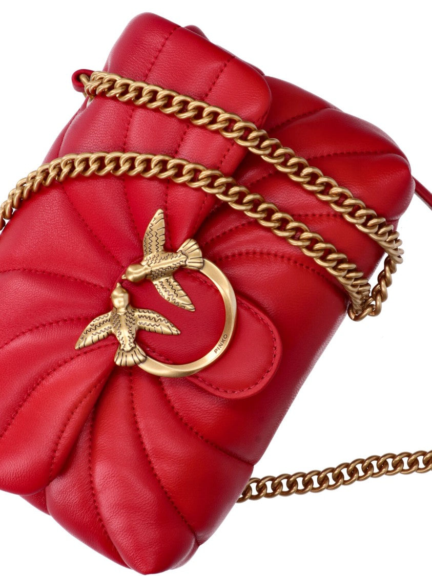 Pinko Red Quilted Leather Mini Love Bag Puff Shoulder Bag