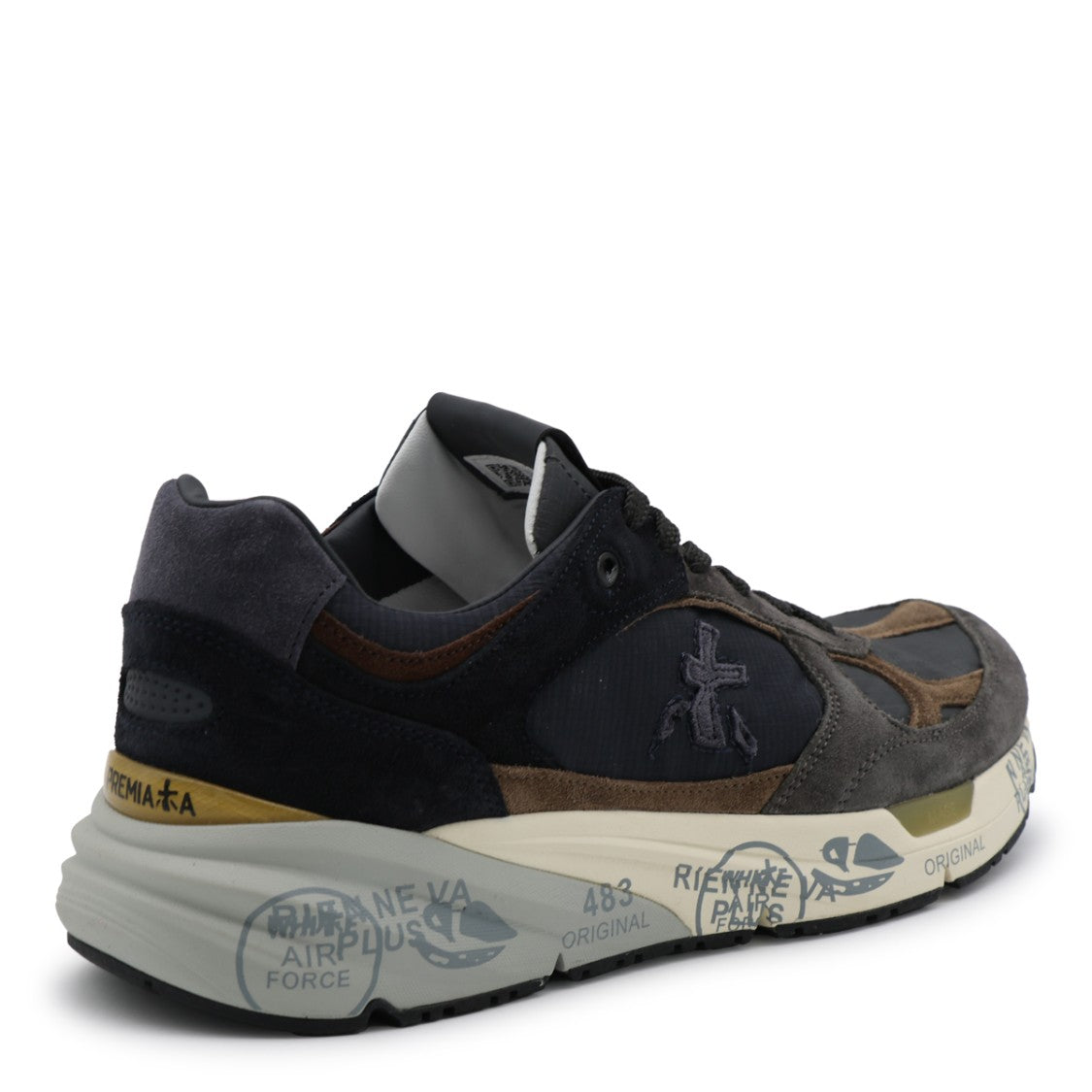 Premiata Layered Suede Fabric Chunky Sole Sneakers