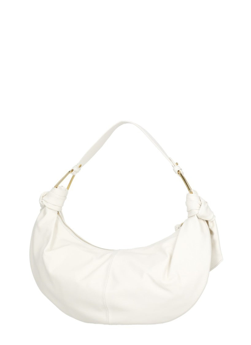 Coccinelle Crescent-Shaped Leather Shoulder Bag With Gold Hardware