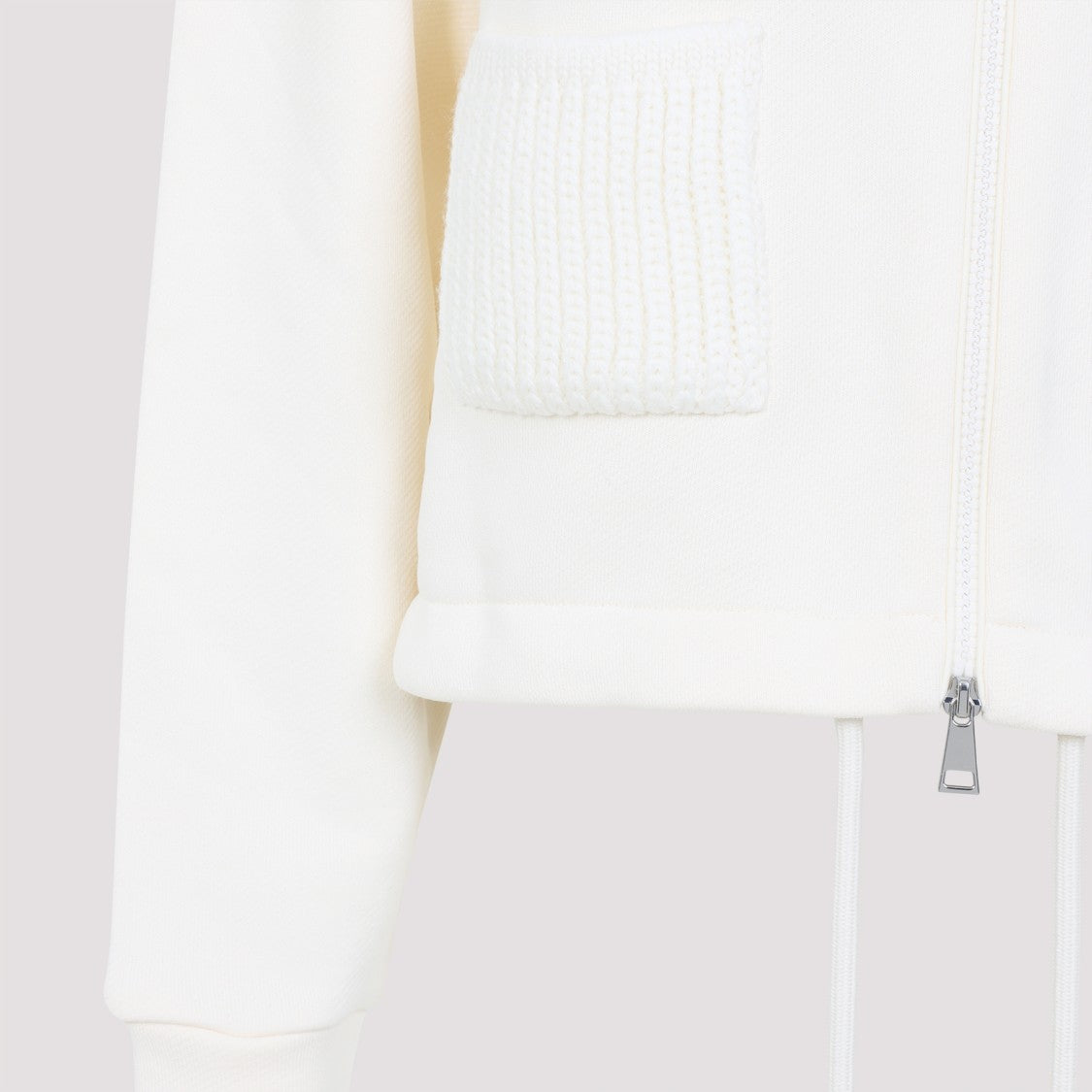 Moncler Zip Up White Cotton Jacket