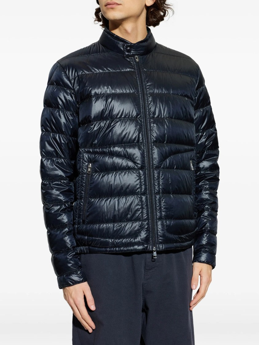 Moncler Black High-Collar Puffer Jacket With Glossy Finish