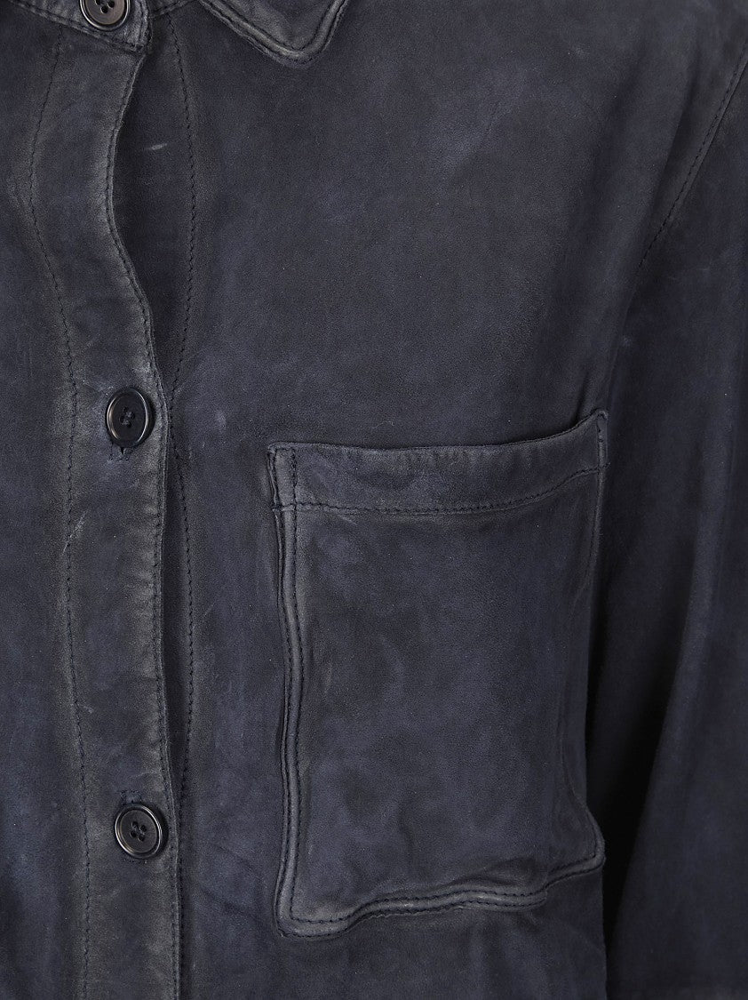 P.A.R.O.S.H. Button-Down Goat Suede Shirt