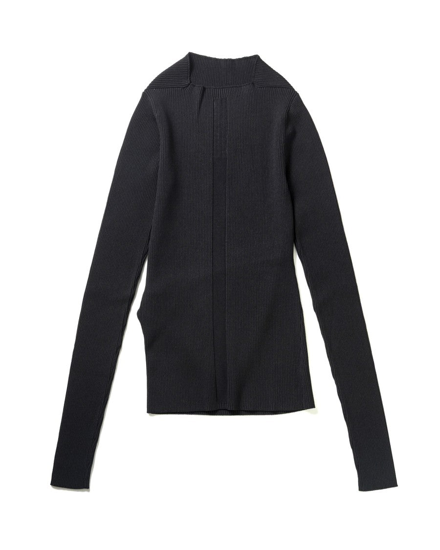 Rick Owens Ribbed Asymmetrical Top With High Collar