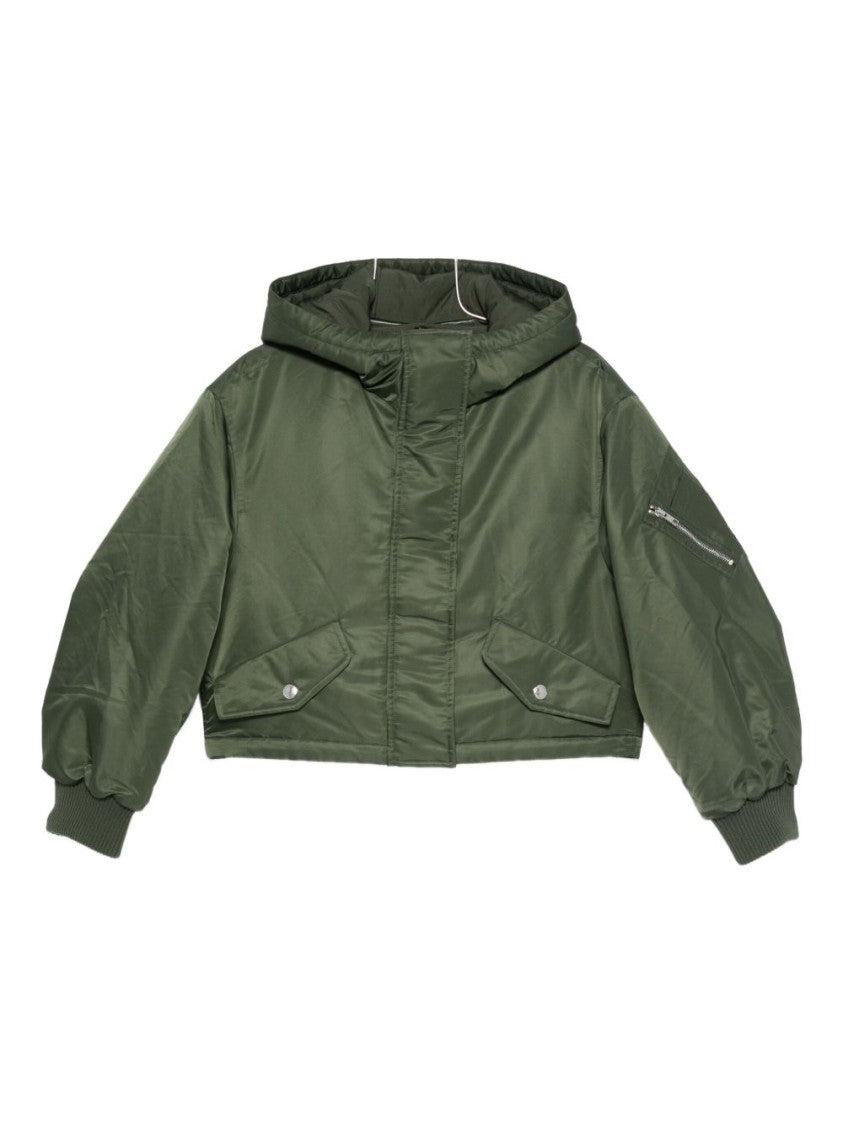 Stand Studio Boxy Green Cropped Jacket With Hood