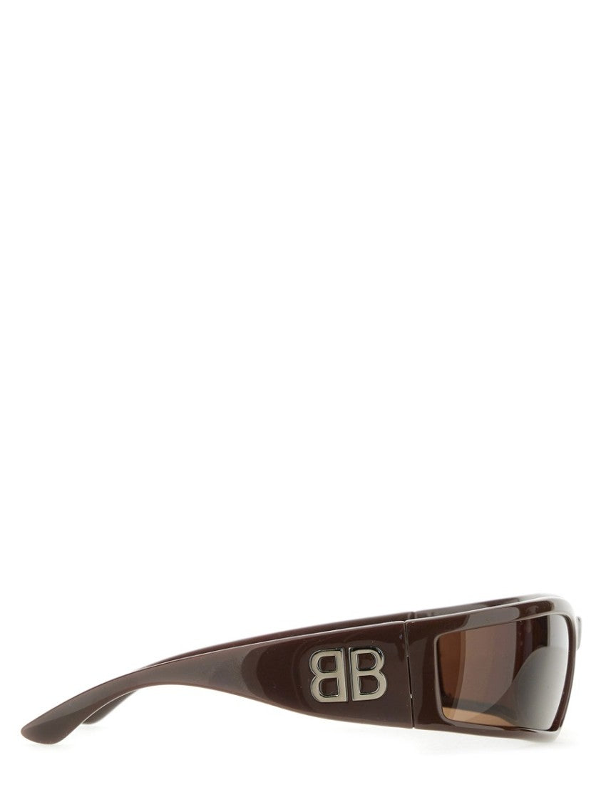 Balenciaga Sunset Rectangle Metallic Logo Sunglasses