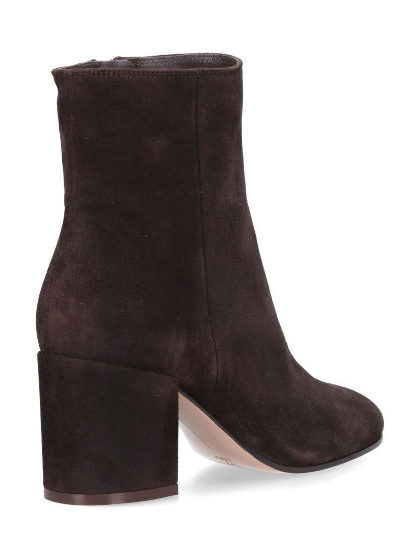 Gianvito Rossi Suede Ankle Boots With Rounded Toe