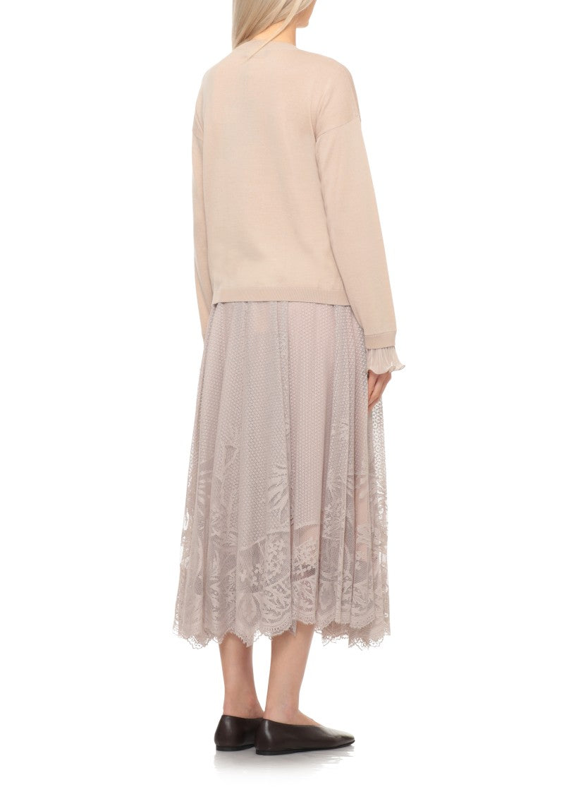 Fabiana Filippi Beige Volant Wool-Blend Sweater