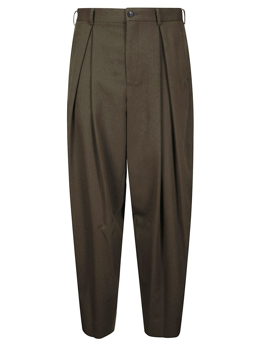 Comme Des Garçons Pleated Wool Pants With Oversized Balloon Silhouette