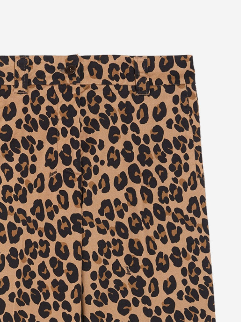 Aspesi Leopard Print Stretch Cotton Pants