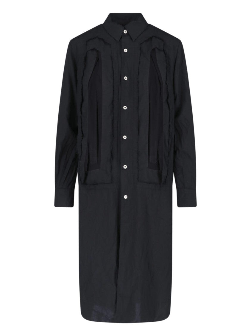Comme Des Garçons Black Textured Panel Midi Dress