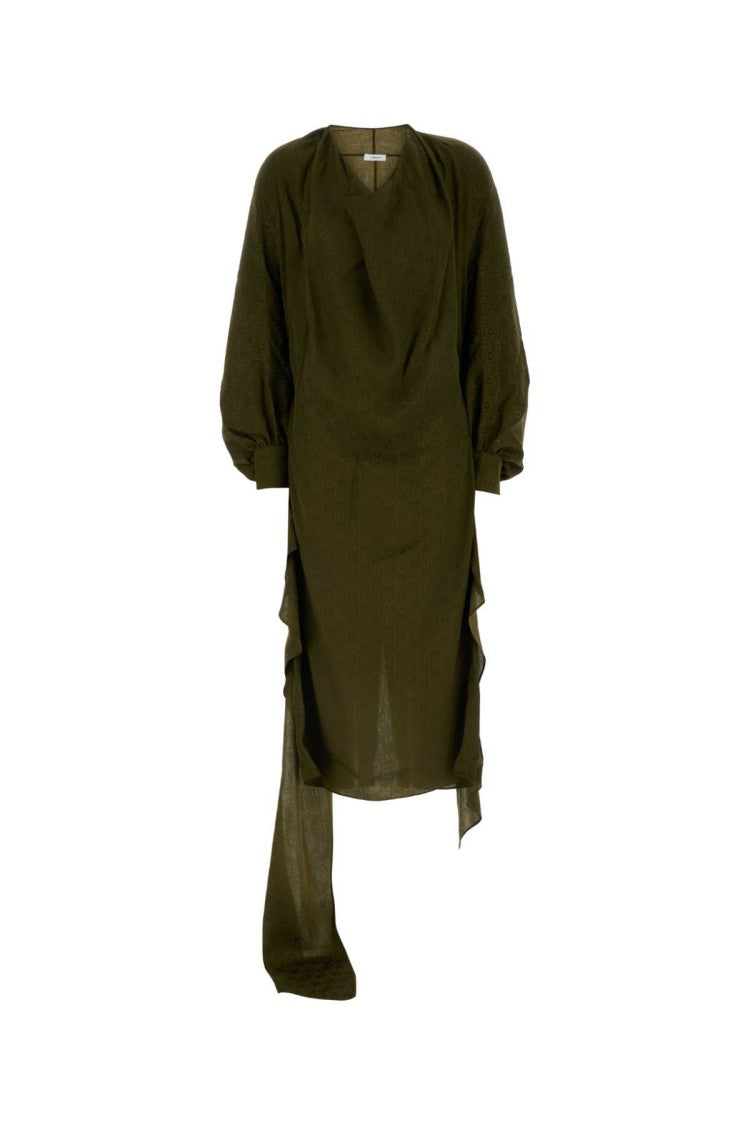 Salvatore Ferragamo Olive Green Silk Dress