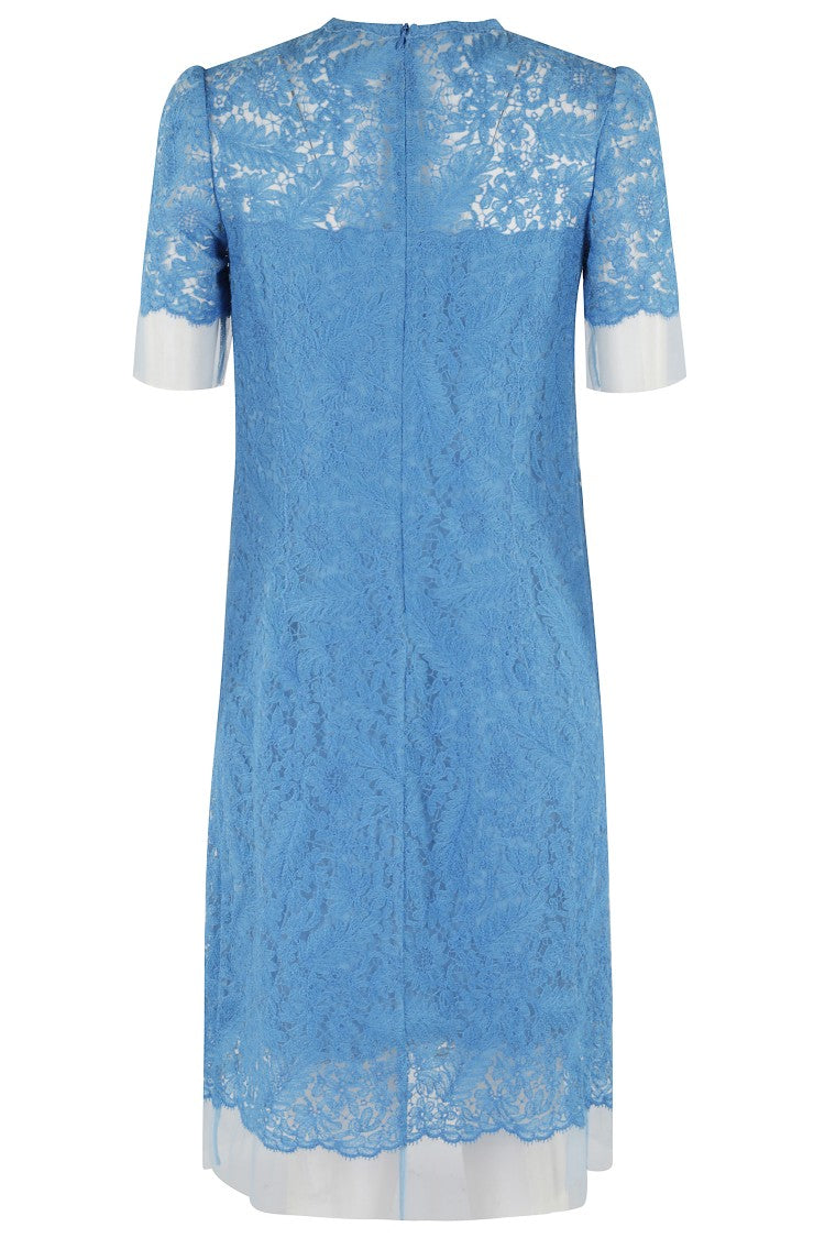 Ermanno Scervino Intricate All-Over Lace Midi Dress With Short Sleeves