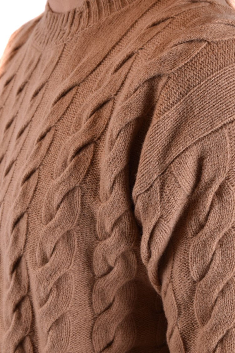 Laneus Cable Knit Sweater In Warm Camel Tone