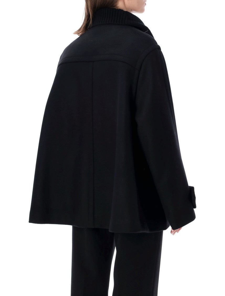 Lanvin Melton Wool High-Neck Short Coat