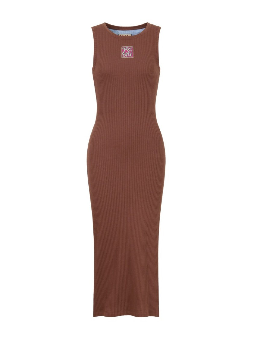 Marni Marni Frame Cotton Ribbed Midi Dress