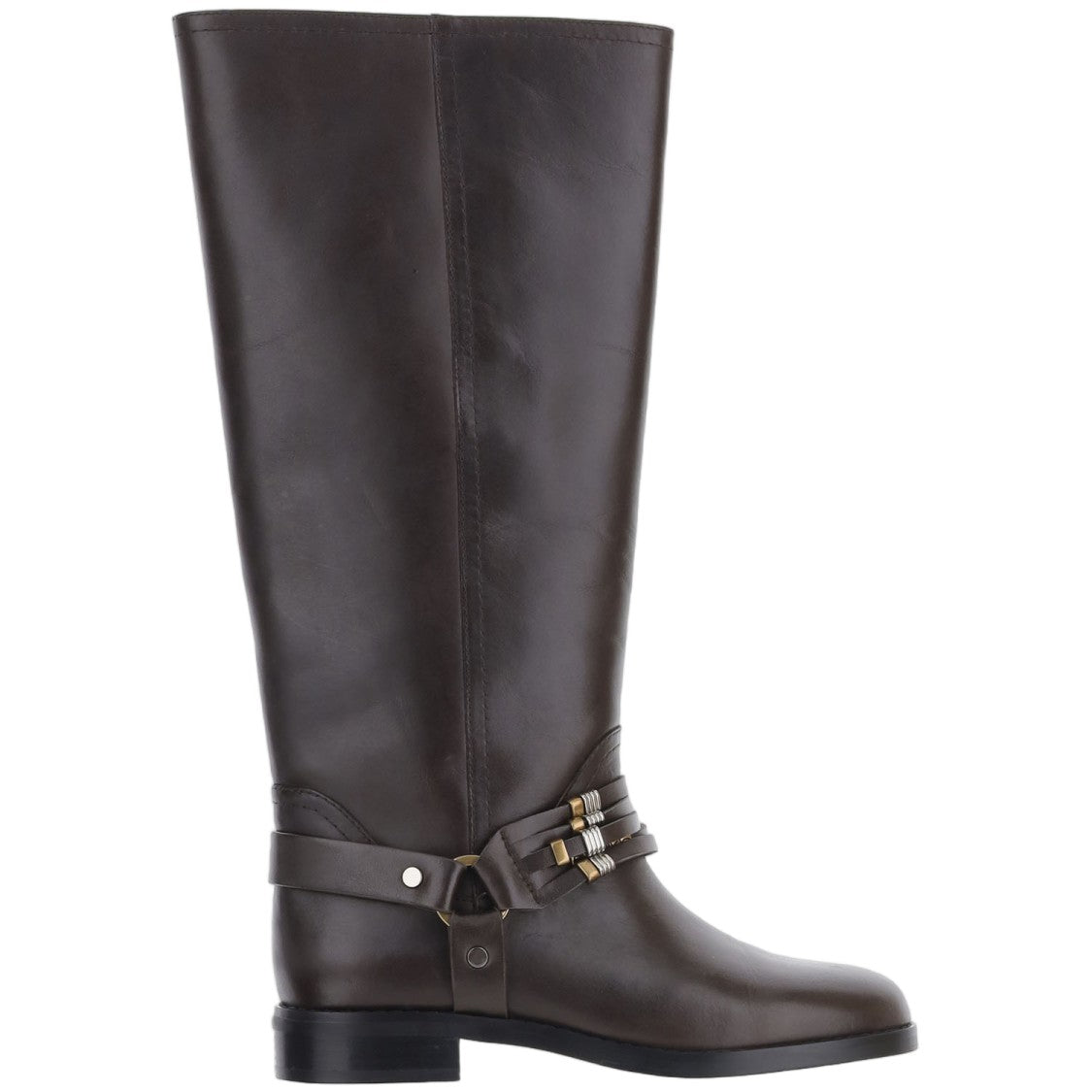 Pinko Dark Brown Leather Logo Boots