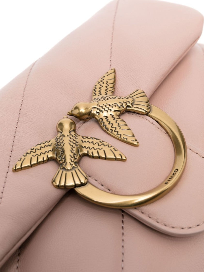 Pinko Rose Pink Calf Leather Quilted Handbag