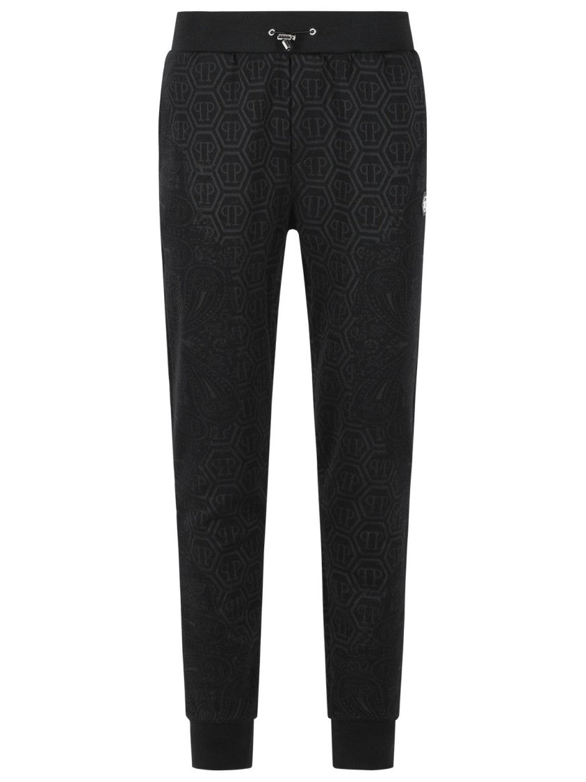 Philipp Plein 'Paisley' Black Cotton Blend Pants
