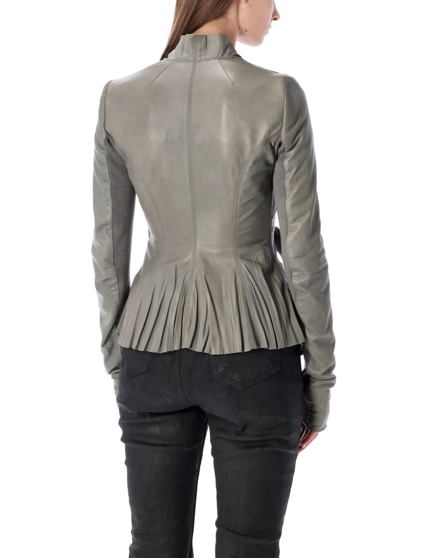 Rick Owens Grey Leather Wrap Jacket