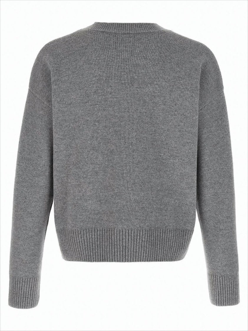 Ami Grey Knit Sweater With V-Neckline
