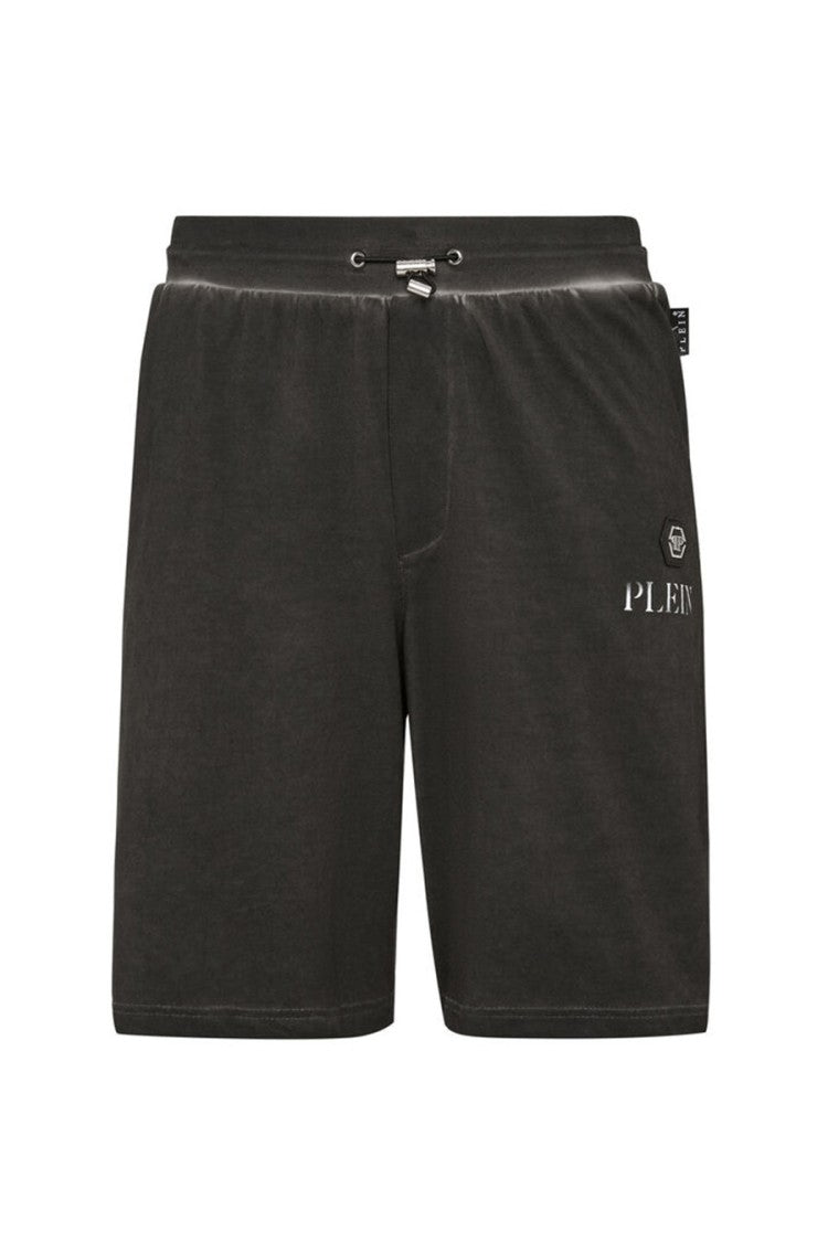 Philipp Plein Black Cotton Drawstring Shorts