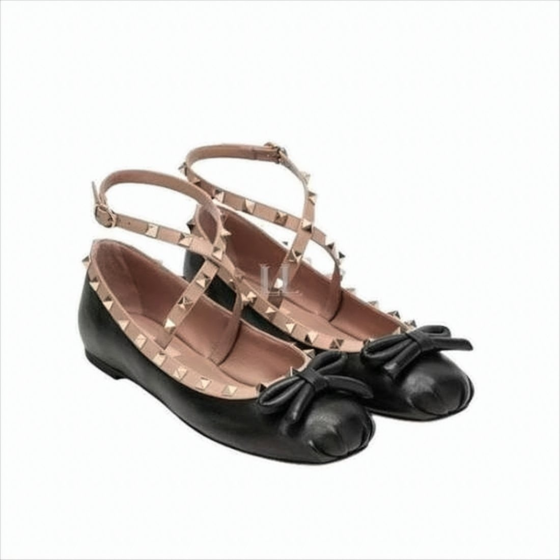 Valentino Garavani Glossy Black Leather Flats With Bow
