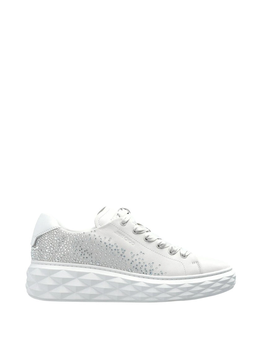 Jimmy Choo Diamond Light Maxi White Nappa Leather Sneakers