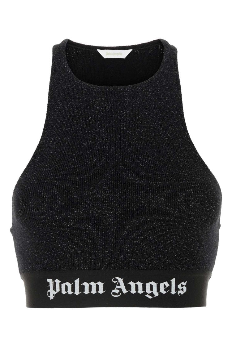 Palm Angels Black Viscose Blend Crop-Top