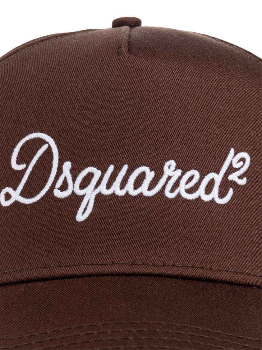 Dsquared2 Brown Embroidered Logo Cotton Baseball Cap