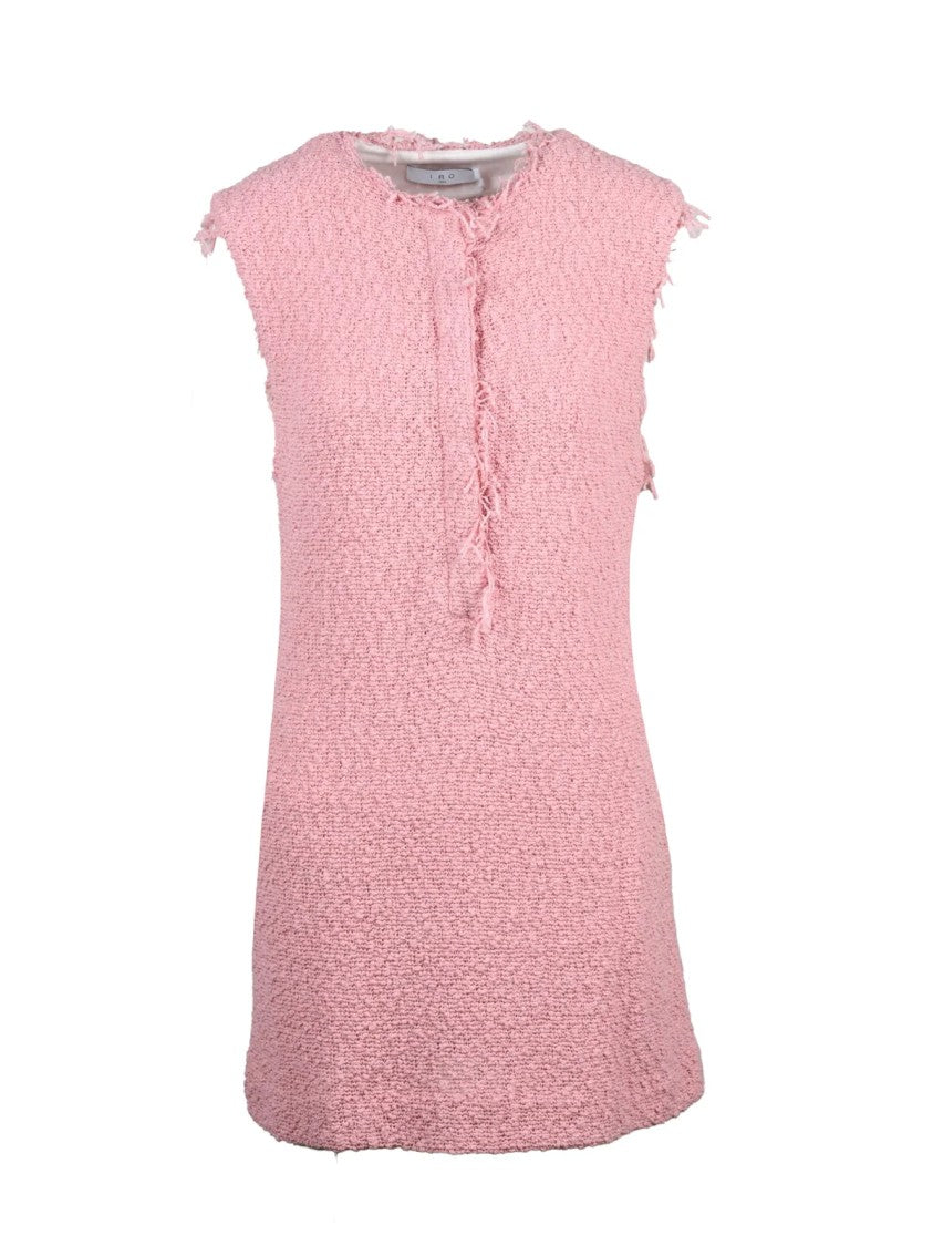 Iro Pink Bouclé Stretch Cotton Sheath Dress