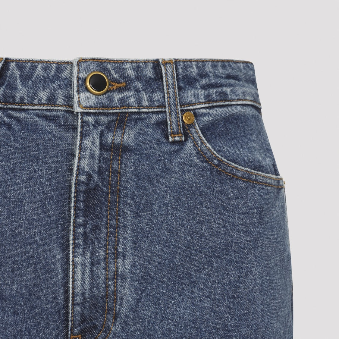 Khaite Mid-Rise Blue Denim Straight-Leg Jeans