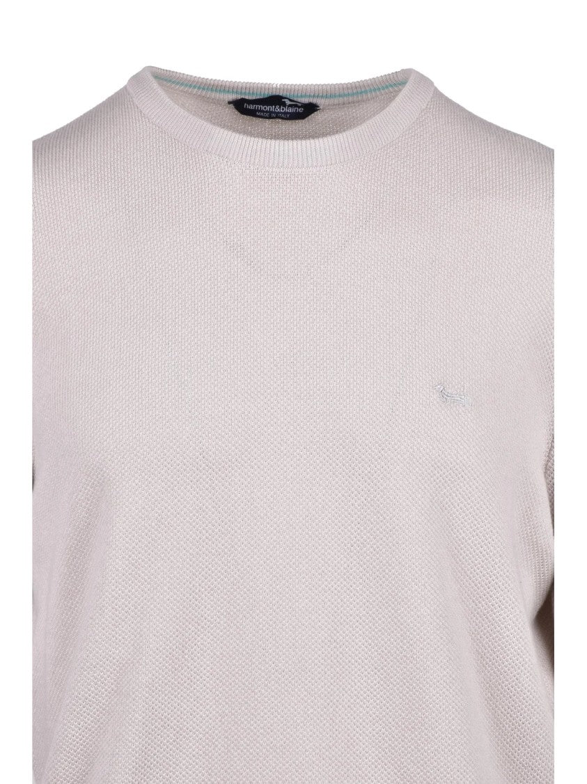 Harmont&Blaine Beige Cotton Crewneck Sweater
