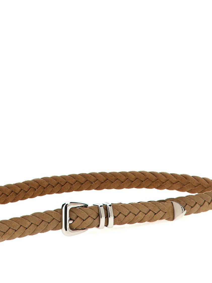 Brunello Cucinelli Woven Brown Suede Belt