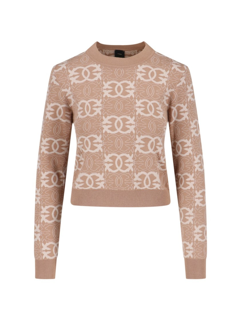 Pinko Crew Neck Top With Monogram Pattern