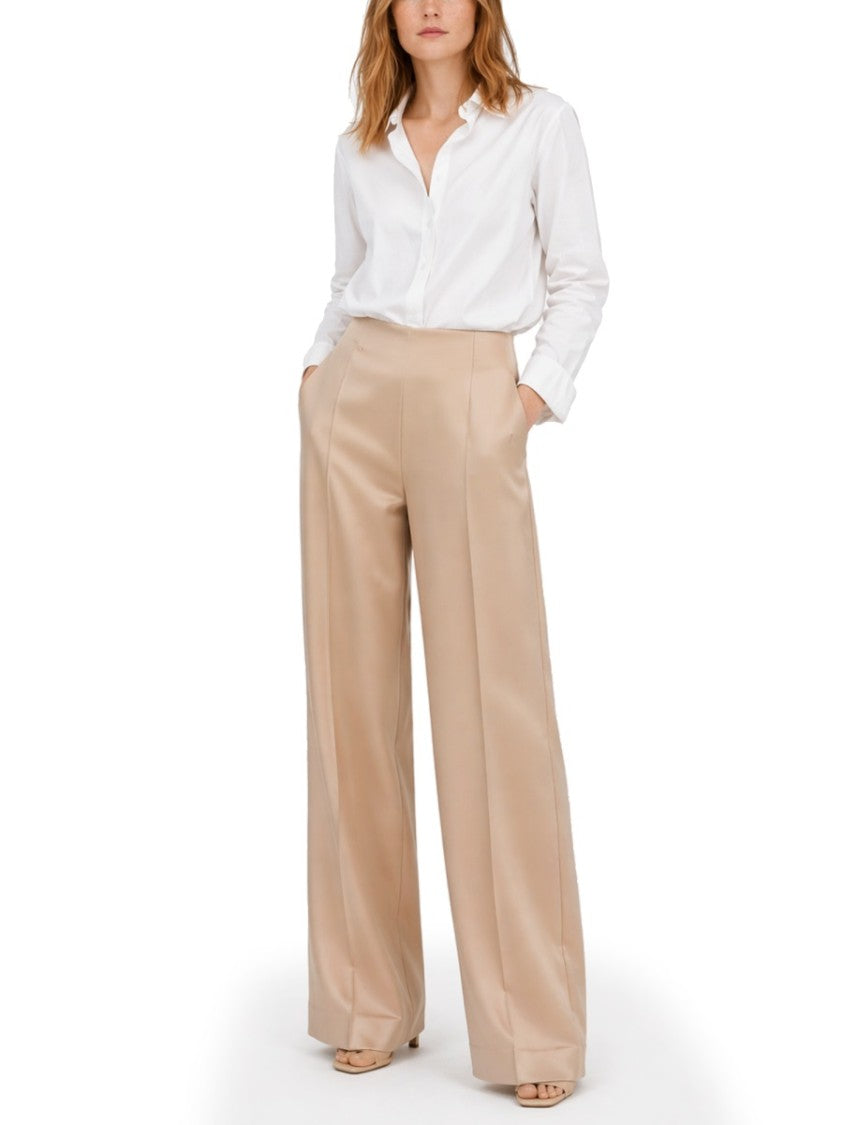 Alberta Ferretti Silk Straight Leg Creases Trousers