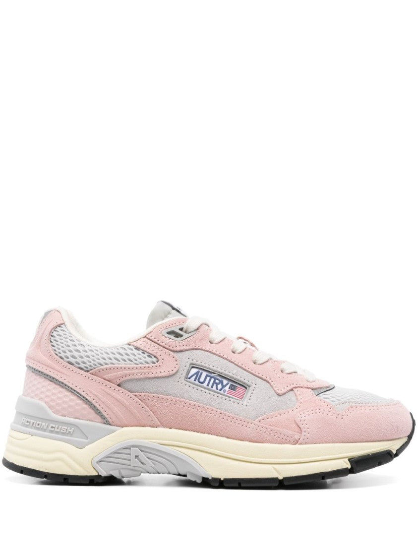 Autry Panelled Light Grey And Soft Pink Sneakers
