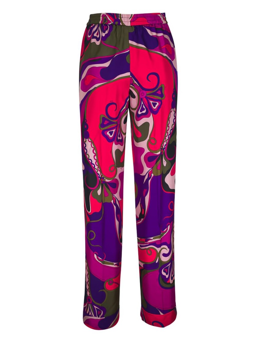 Pucci Vibrant Multicolored Abstract Trousers With Elasticated Waistband